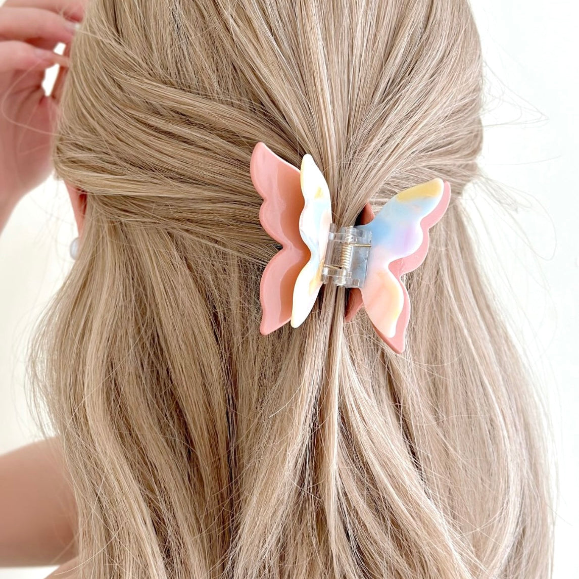 Get trendy with Pastel Rainbow Butterfly actylic hair claw clips -  available at Peiliee Shop. Grab yours for $5.80 today!