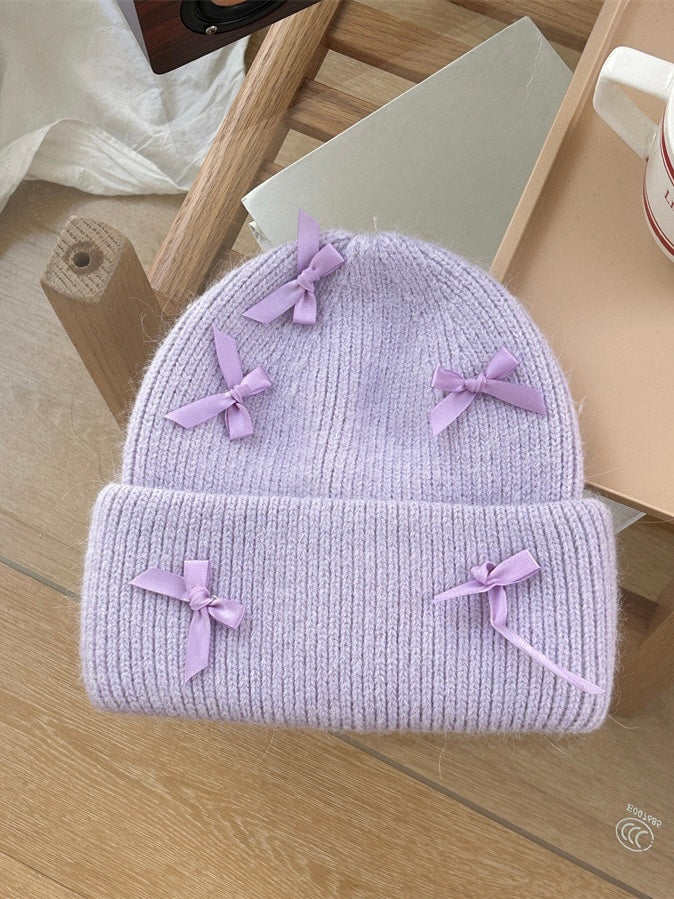 Ribbon love wool blended beanie knitting hat - Premium  from Basic - Just $9.90! Shop now at Peiliee Shop