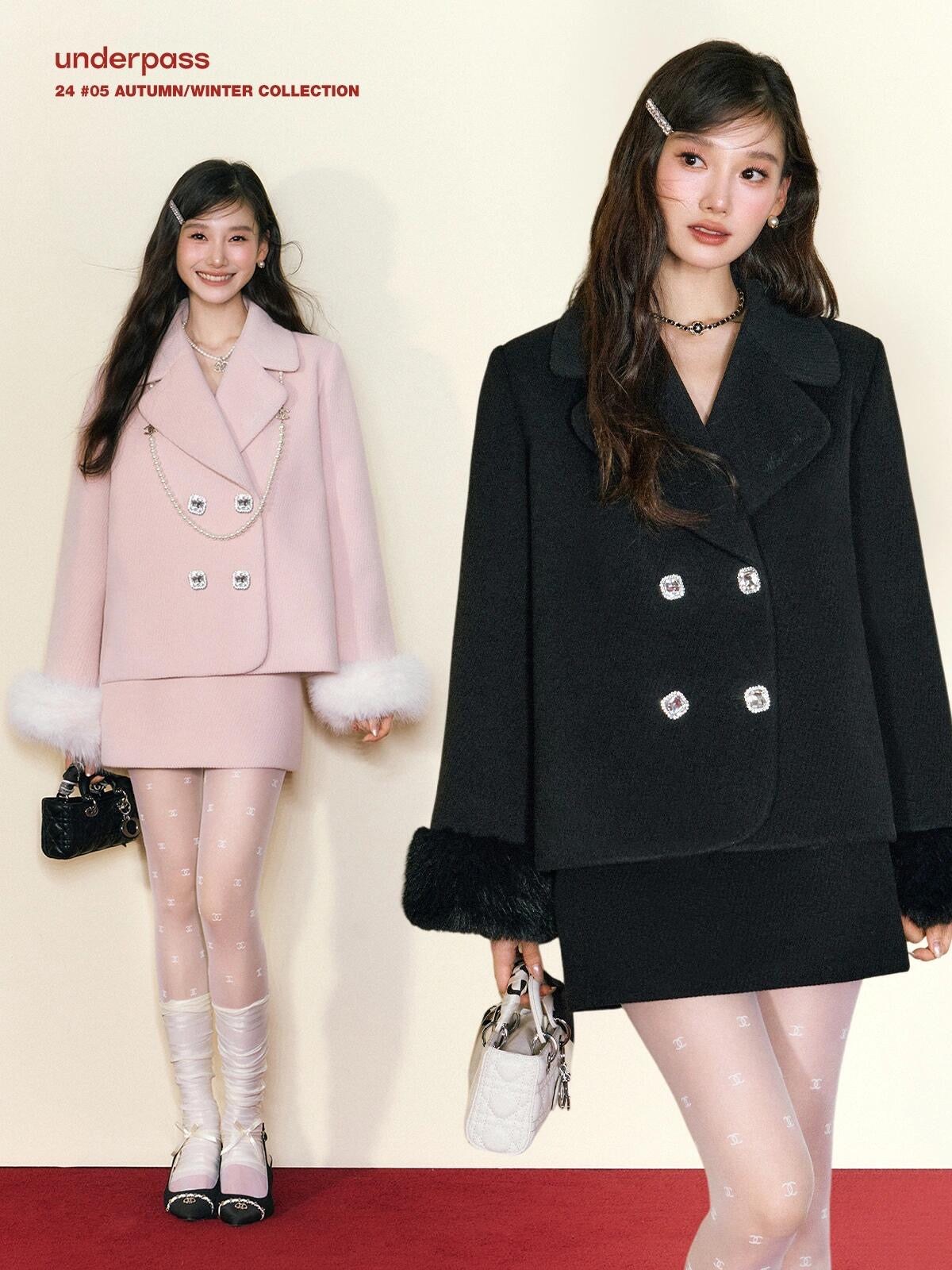 Get trendy with [UNDERPASS] My Darling Heiress Autumn Faux Fur Wool Blended Blazer Set Coat -  available at Peiliee Shop. Grab yours for $48 today!