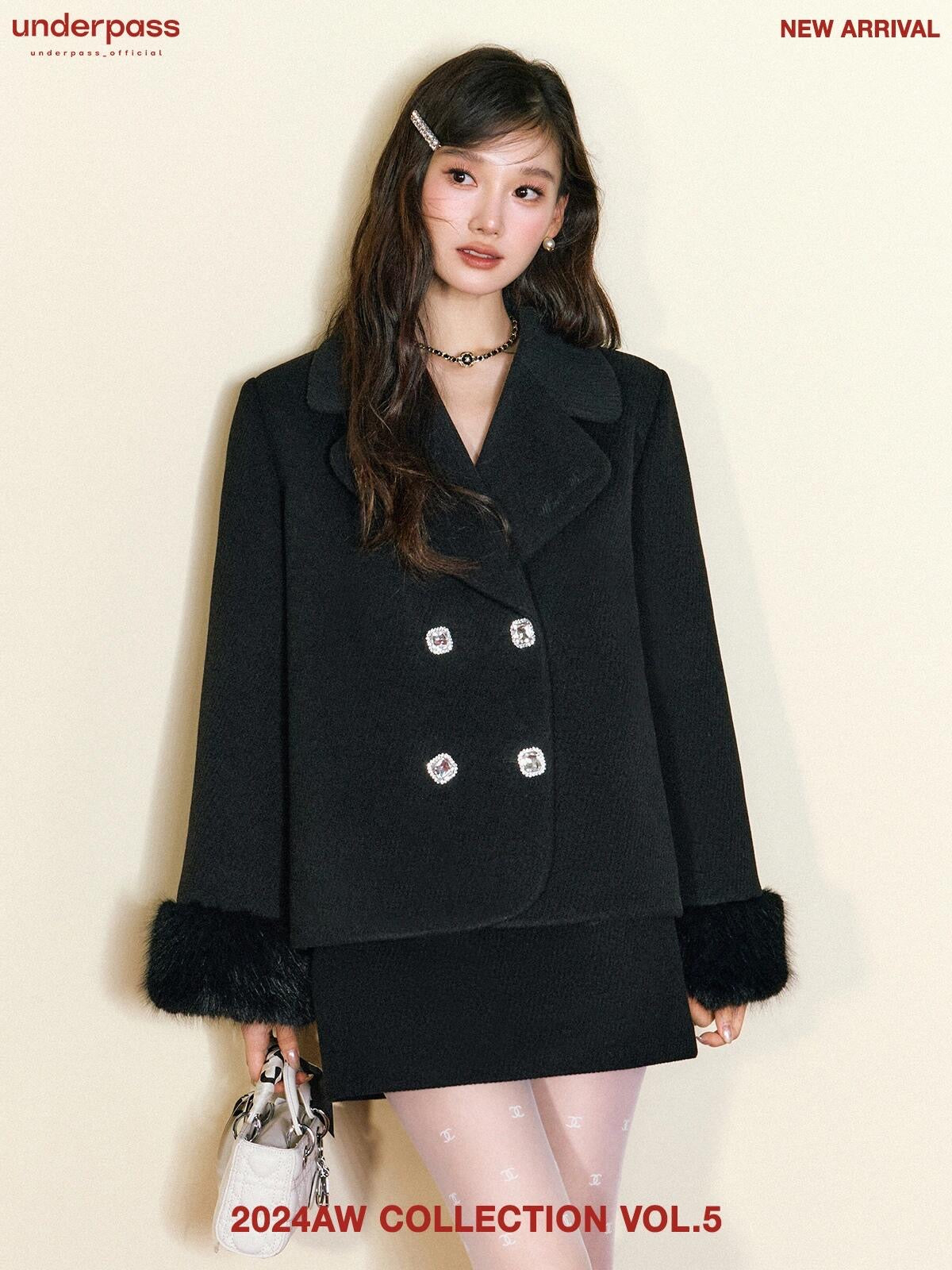 Get trendy with [UNDERPASS] My Darling Heiress Autumn Faux Fur Wool Blended Blazer Set Coat -  available at Peiliee Shop. Grab yours for $48 today!