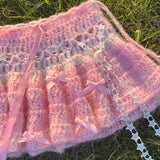 Get trendy with [Customized Handmade] Lil Pink Cake Monster Knitting Top and Skirt set -  available at Peiliee Shop. Grab yours for $59 today!