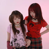 Get trendy with [Evil tooth] Punk Girl Crop Top Shirt - Shirts & Tops available at Peiliee Shop. Grab yours for $32 today!