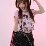 Get trendy with [Evil tooth] Punk Girl Crop Top Shirt - Shirts & Tops available at Peiliee Shop. Grab yours for $32 today!