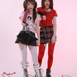 Get trendy with [Evil tooth] Punk Girl Crop Top Shirt - Shirts & Tops available at Peiliee Shop. Grab yours for $32 today!