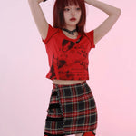 Get trendy with [Evil tooth] Punk Girl Crop Top Shirt - Shirts & Tops available at Peiliee Shop. Grab yours for $32 today!