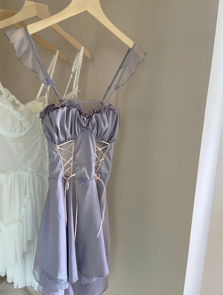 Get trendy with Lavender Dream Satin Lingerie Mini Dress -  available at Peiliee Shop. Grab yours for $17.80 today!