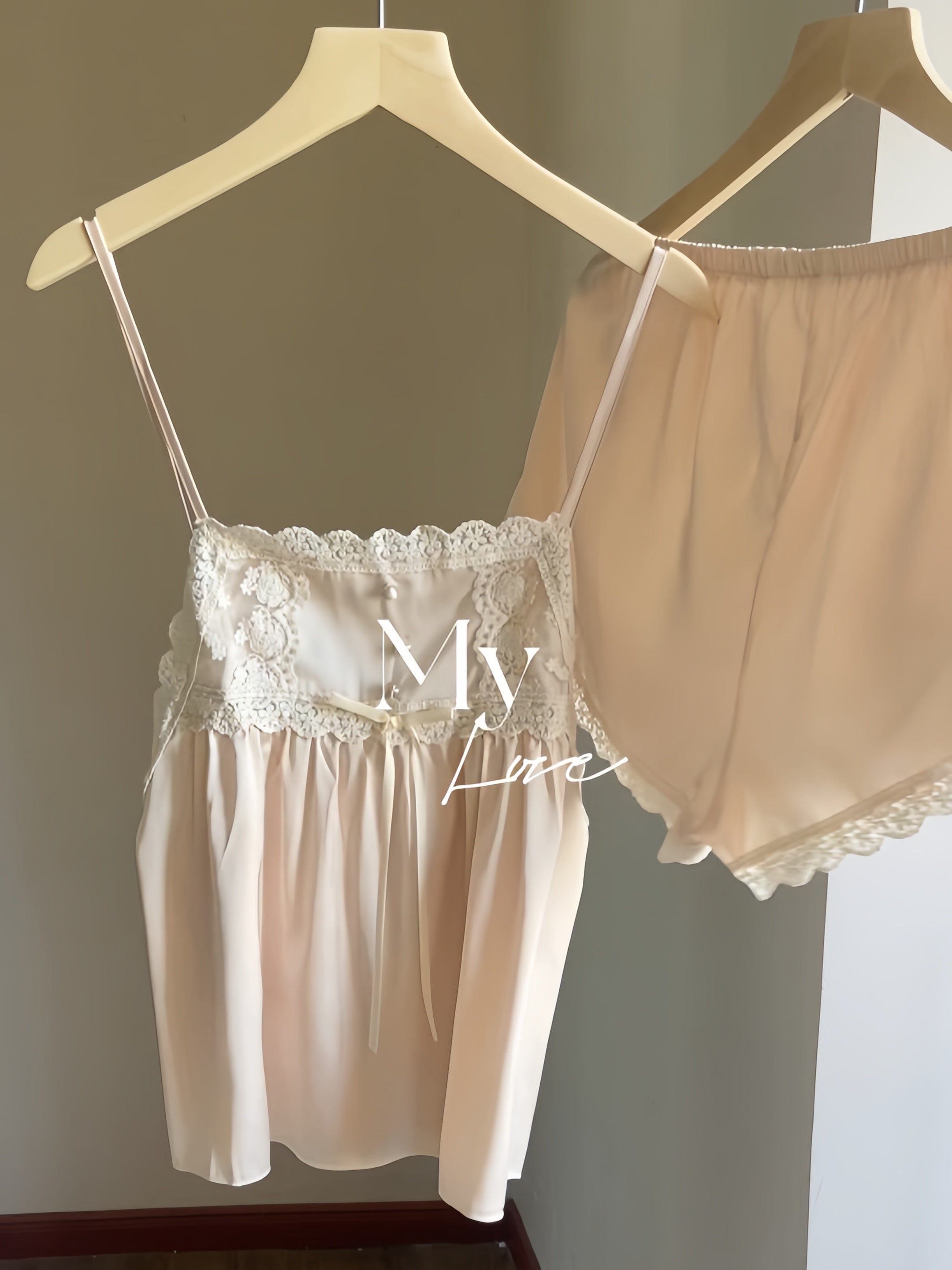 Get trendy with Peach romance satin lingerie pajama set -  available at Peiliee Shop. Grab yours for $18.60 today!