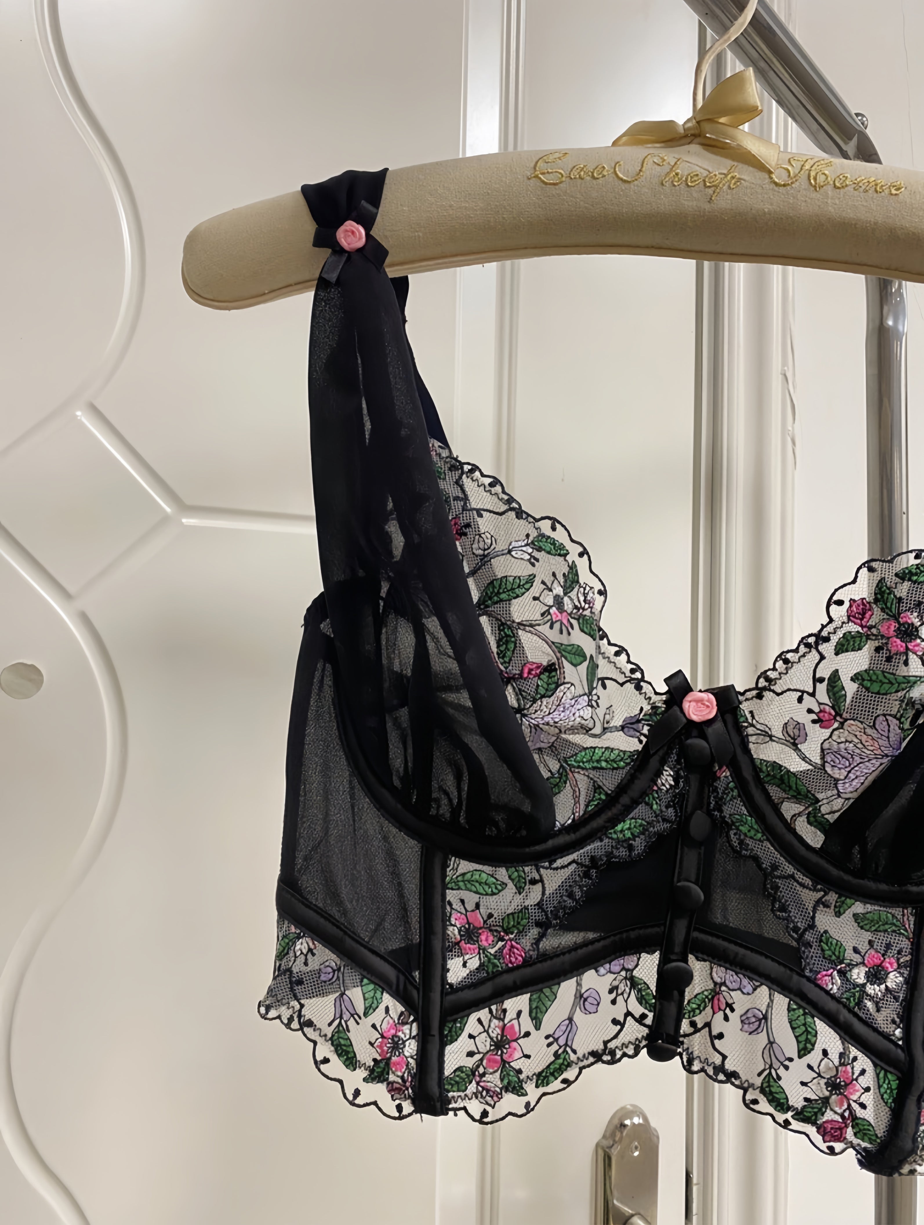 Get trendy with Flower Dreams Lace Bra Set Brallette -  available at Peiliee Shop. Grab yours for $22.86 today!