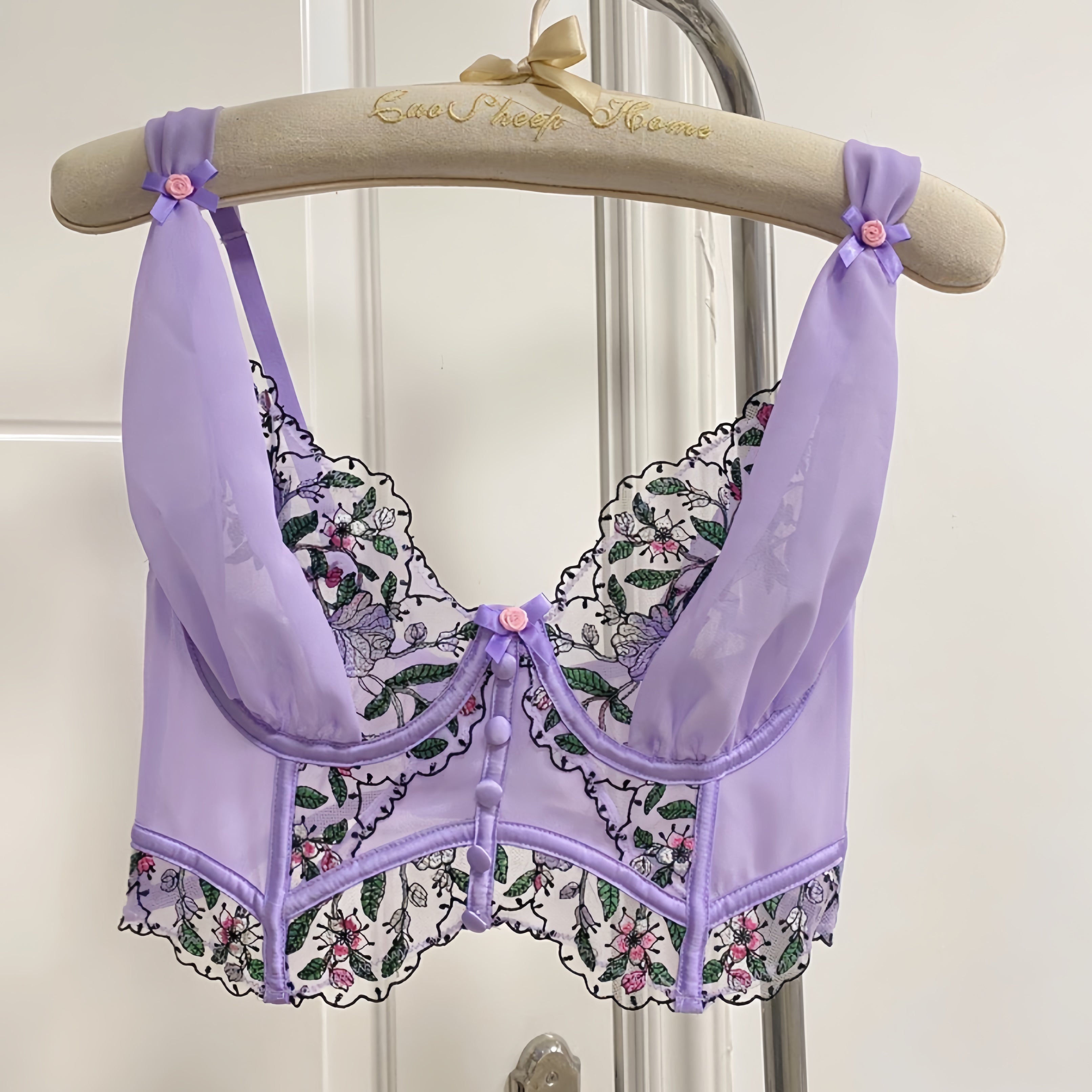 Get trendy with Flower Dreams Lace Bra Set Brallette -  available at Peiliee Shop. Grab yours for $22.86 today!