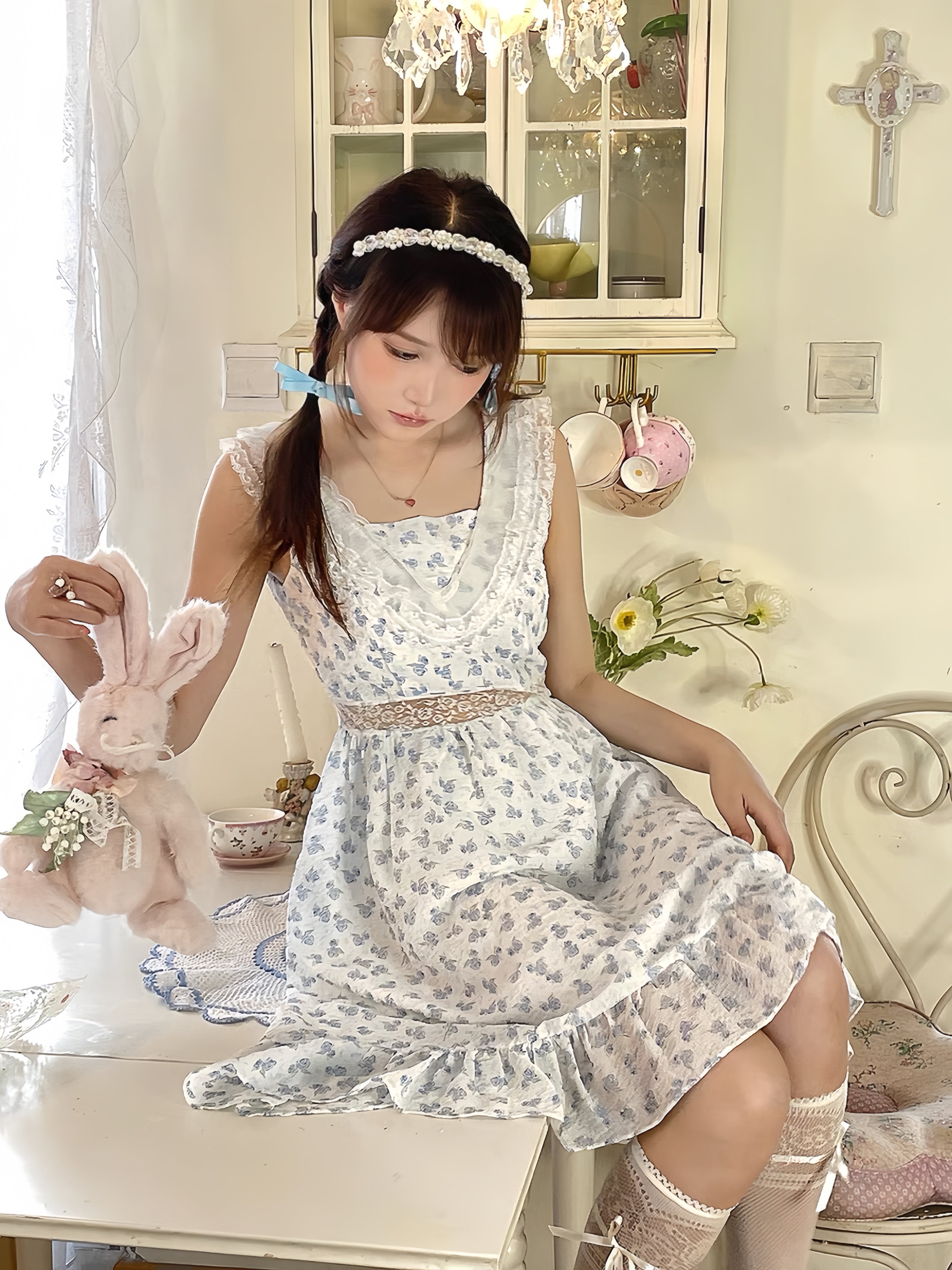 Get trendy with Cottage Fairyland Floral Cotton Dress -  available at Peiliee Shop. Grab yours for $36 today!