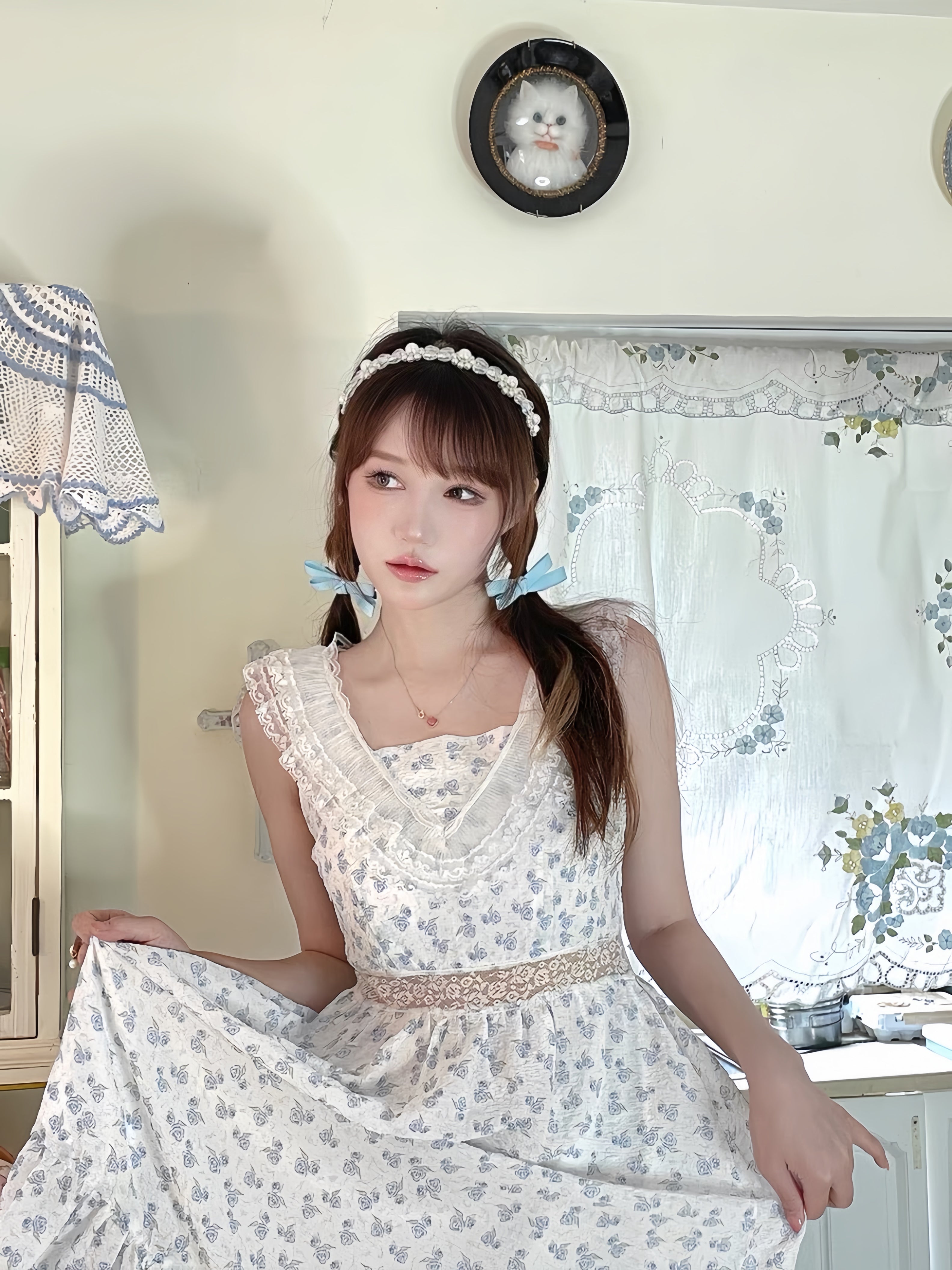 Get trendy with Cottage Fairyland Floral Cotton Dress -  available at Peiliee Shop. Grab yours for $36 today!