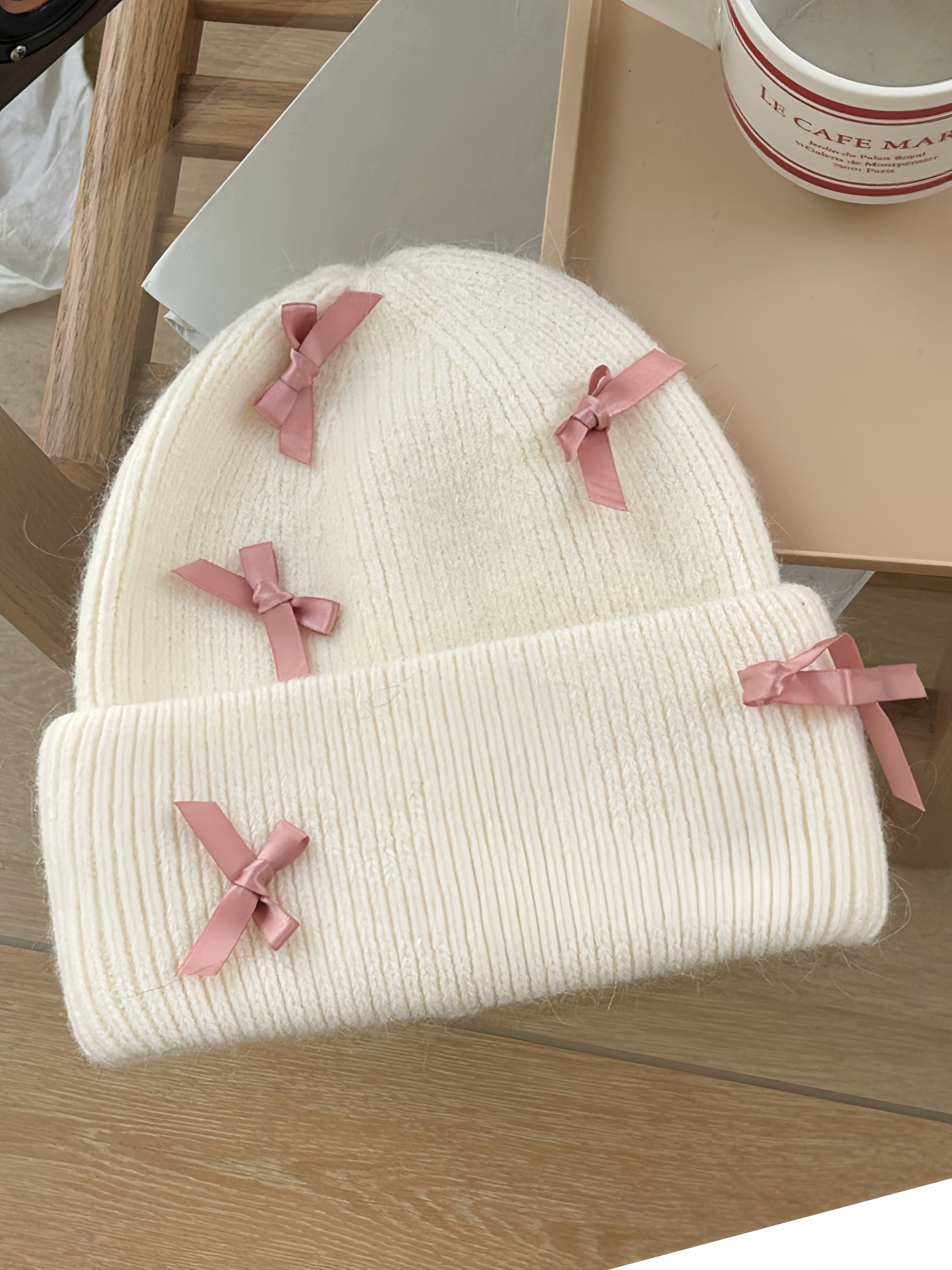 Get trendy with Ribbon love wool blended beanie knitting hat -  available at Peiliee Shop. Grab yours for $9.90 today!