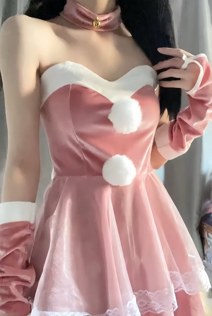 Merry little pink Christmas Eve faux fur Christmas dress - Premium  from Basic Cosplay - Just $23! Shop now at Peiliee Shop
