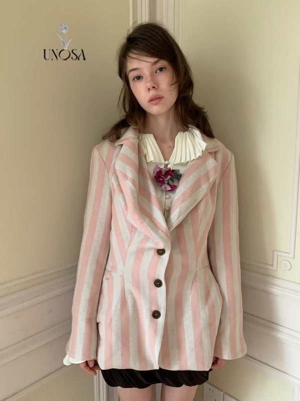 UNOSA Cloudy Palace 70% Cotton 30% Linen Suit Cardigan Blazer Coat