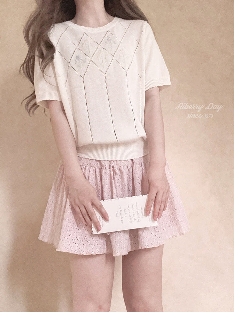 Get trendy with Sakura Aroma Heart Mini Skirt - Sweater available at Peiliee Shop. Grab yours for $18 today!