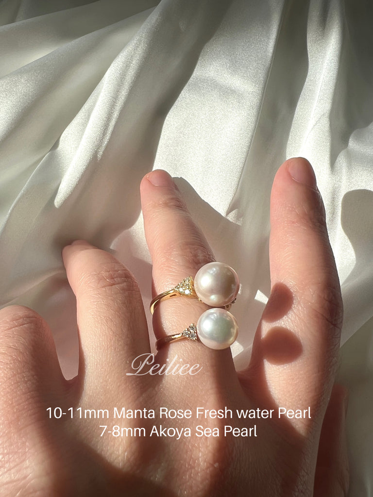 Get trendy with 10-11mm Rose Freshwater Pearl Ring With Gold Plated -  available at Peiliee Shop. Grab yours for $99 today!