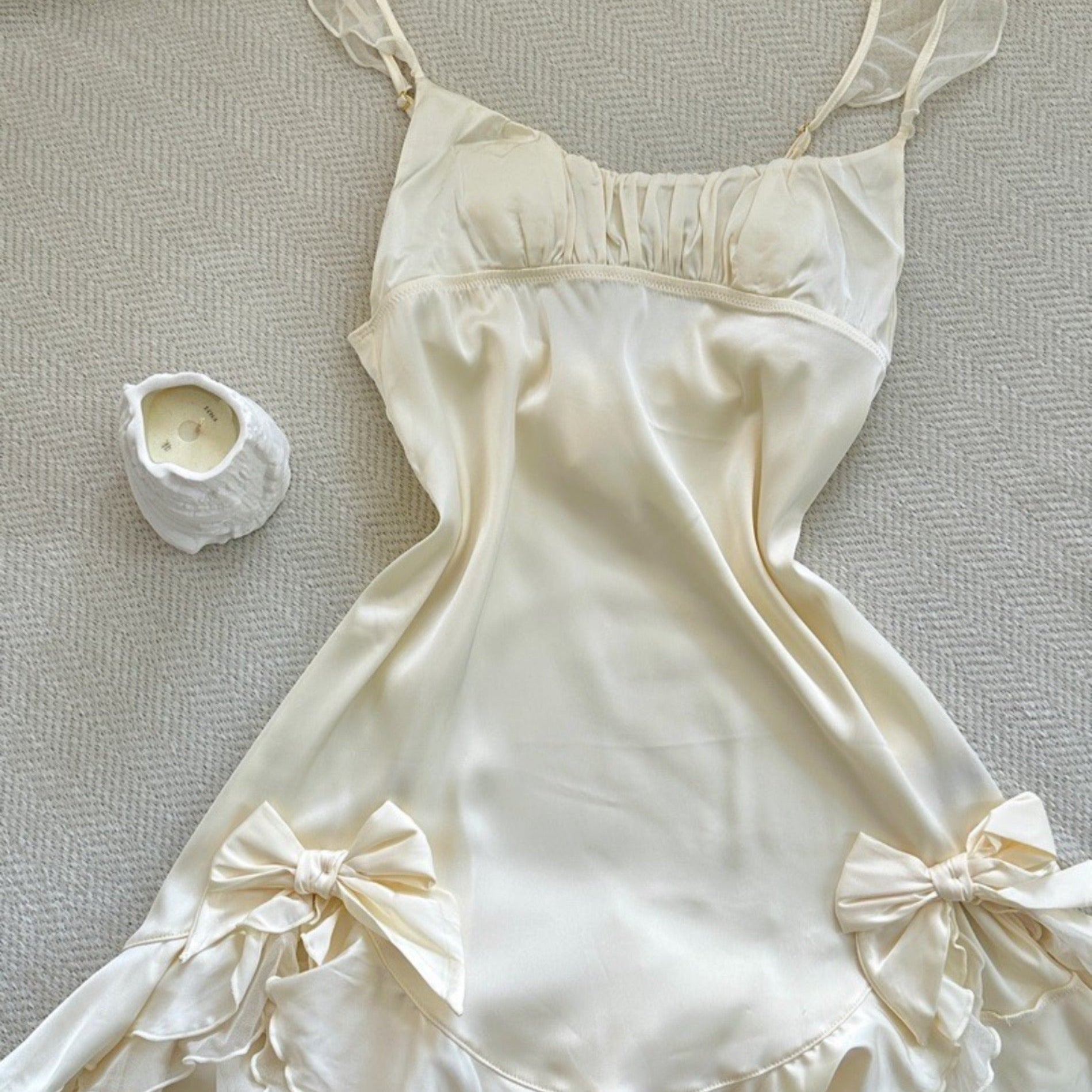 Get trendy with Dreamy Cream Soft  Lingerie Dress -  available at Peiliee Shop. Grab yours for $23 today!