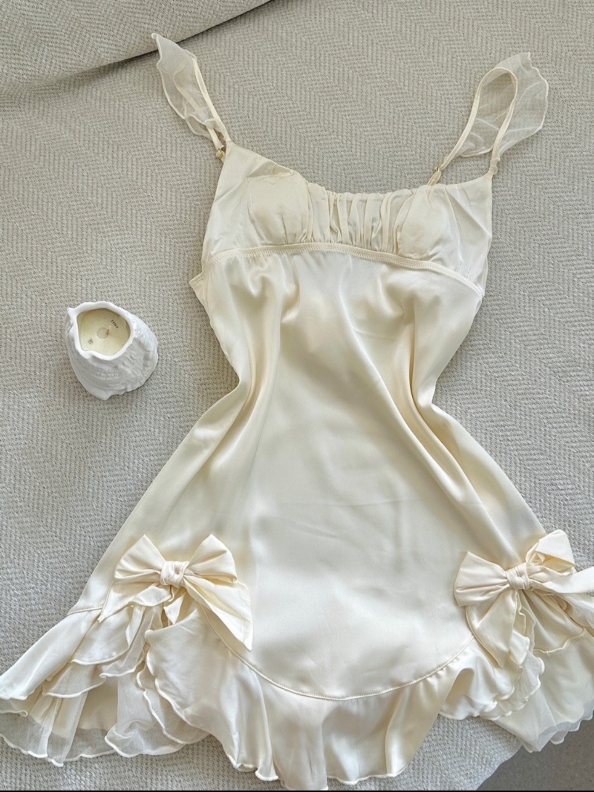 Get trendy with Dreamy Cream Soft  Lingerie Dress -  available at Peiliee Shop. Grab yours for $23 today!