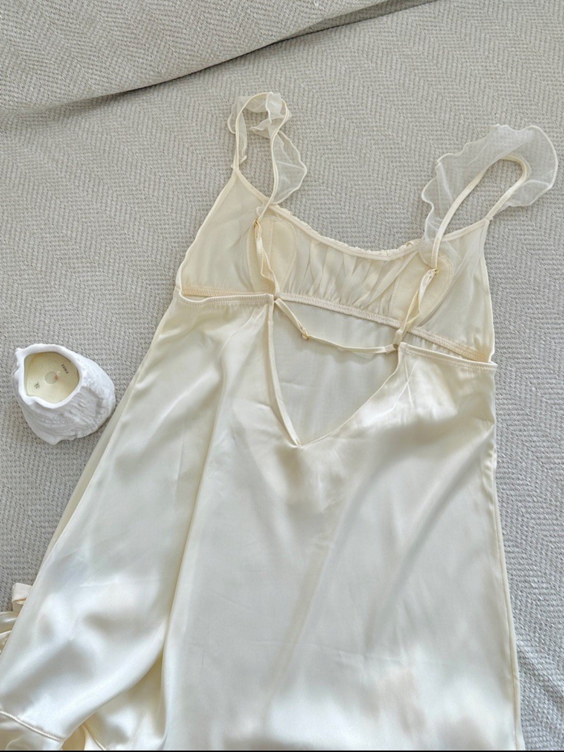 Get trendy with Dreamy Cream Soft  Lingerie Dress -  available at Peiliee Shop. Grab yours for $23 today!