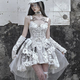 Get trendy with [Blood Supply] Madhouse Distressed Dress Set - Dresses available at Peiliee Shop. Grab yours for $49 today!