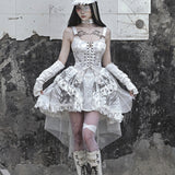 Get trendy with [Blood Supply] Madhouse Distressed Dress Set - Dresses available at Peiliee Shop. Grab yours for $49 today!