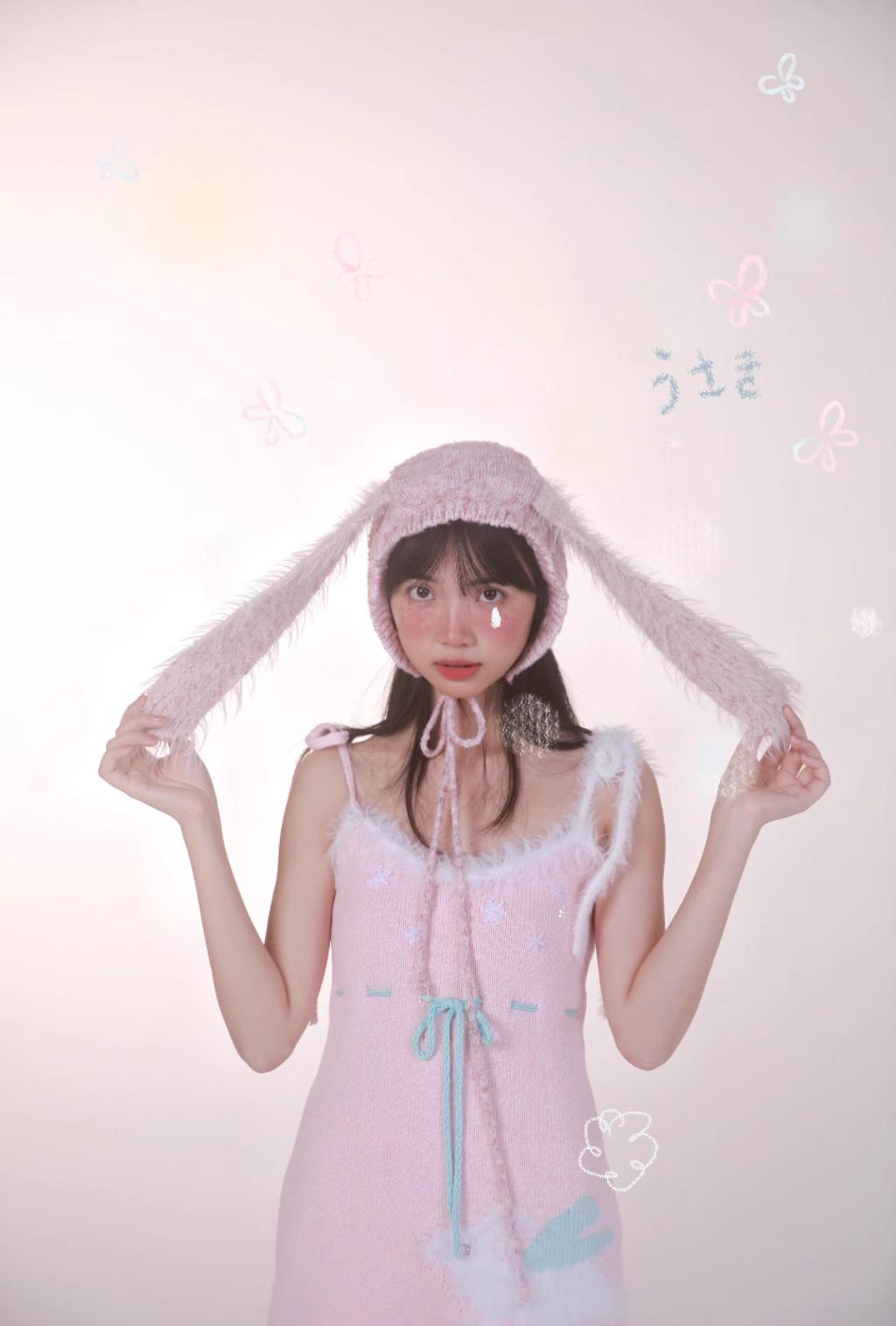 Get trendy with [Rose Island] Peach Bunny Long Eared Knitted Headband - Accessories available at Peiliee Shop. Grab yours for $28 today!