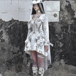 Get trendy with [Blood Supply] Madhouse Distressed Dress Set - Dresses available at Peiliee Shop. Grab yours for $49 today!