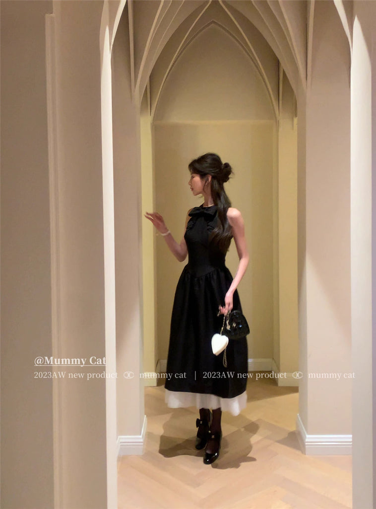 [Mummy Cat] Audrey Noir Elegance Midi Dress - Premium Clothing from Mummy Cat - Just $69.90! Shop now at Peiliee Shop