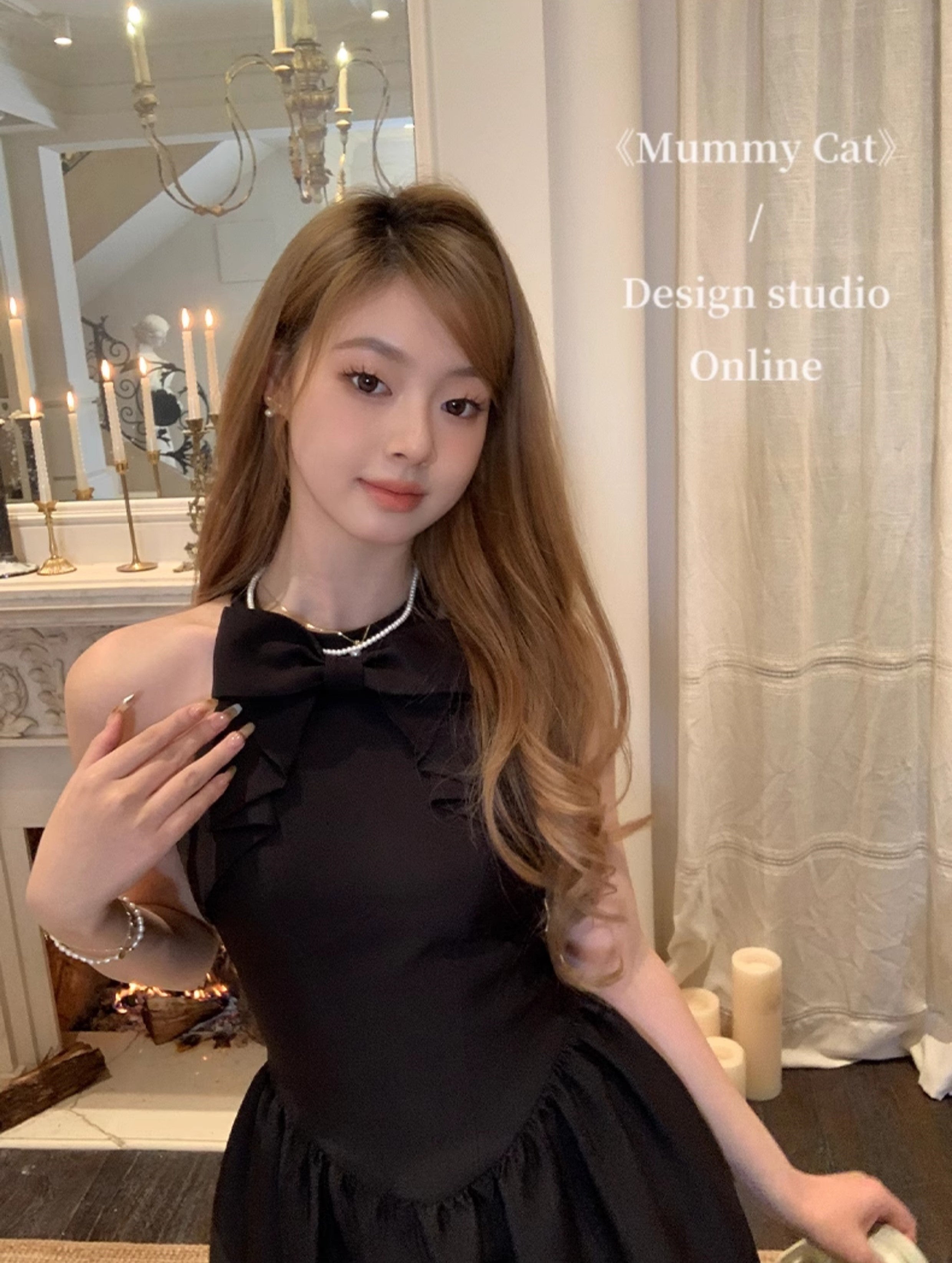 Get trendy with [Mummy Cat] Audrey Noir Elegance Midi Dress - Clothing available at Peiliee Shop. Grab yours for $69.90 today!