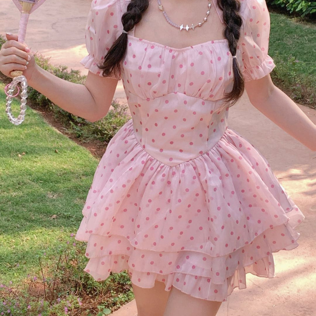 Get trendy with [Rose Candy] Sweet Rose Pink Mini Dress - Dresses available at Peiliee Shop. Grab yours for $36 today!