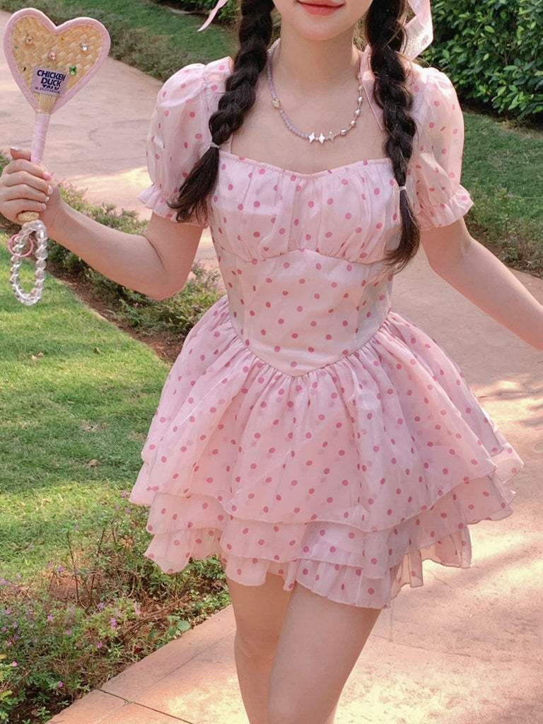 Get trendy with [Rose Candy] Sweet Rose Pink Mini Dress - Dresses available at Peiliee Shop. Grab yours for $36 today!