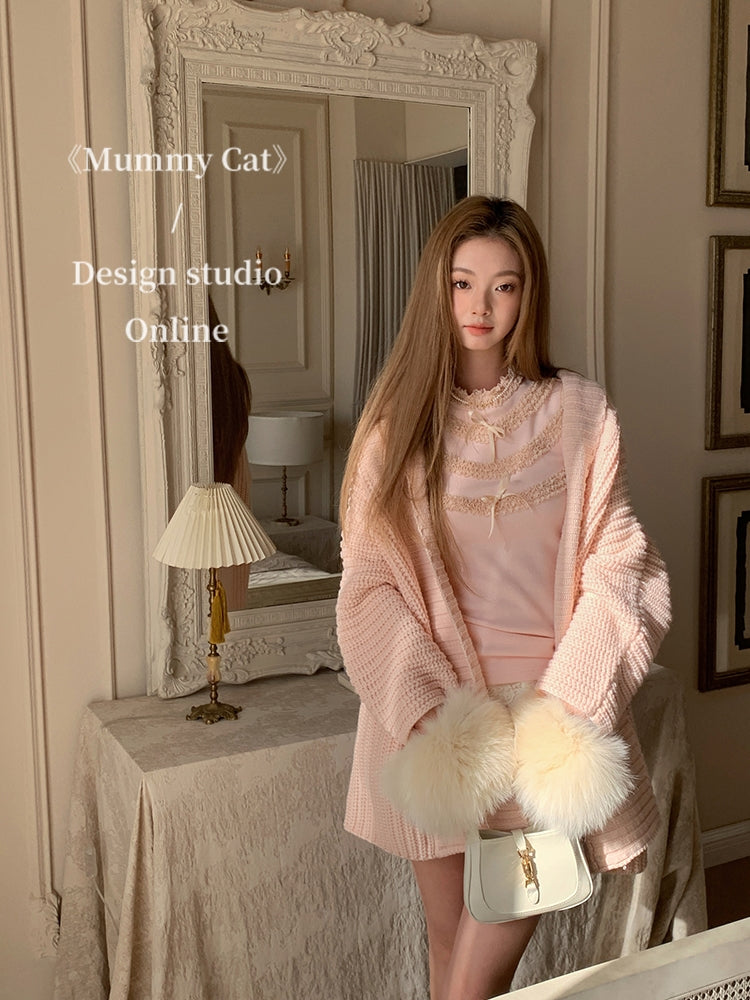 Get trendy with [Mummy Cat] Roseate Dream Cardigan Set - Cardigan available at Peiliee Shop. Grab yours for $46 today!