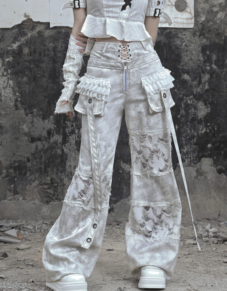 Get trendy with [Blood Supply] Madhouse Distressed Workwear Pants - Apparel & Accessories available at Peiliee Shop. Grab yours for $54 today!