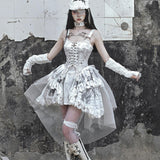 Get trendy with [Blood Supply] Madhouse Distressed Dress Set - Dresses available at Peiliee Shop. Grab yours for $49 today!