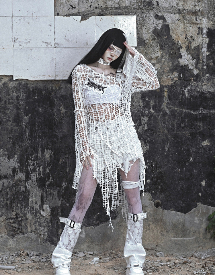 fishnet t shirt dress Fishnet Macrame Oversized T-Shirt Tibi Official