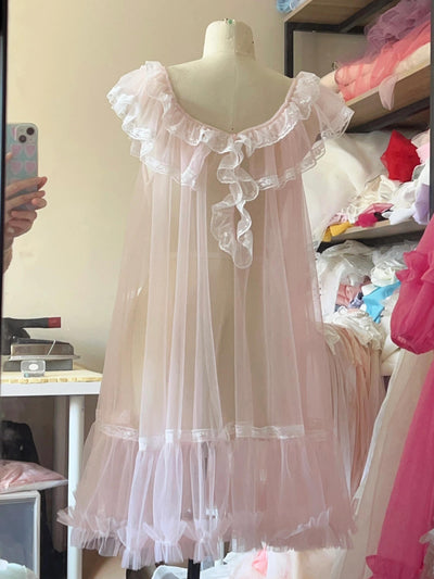 Get trendy with [August Unicorn] Rose romance transparent outer dress - handmade with love 