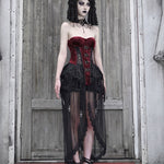 Get trendy with [Blood Supply]Halloween Alice Dark Gothic Corset and Lace-up Set (Red) - Clothing available at Peiliee Shop. Grab yours for $18 today!