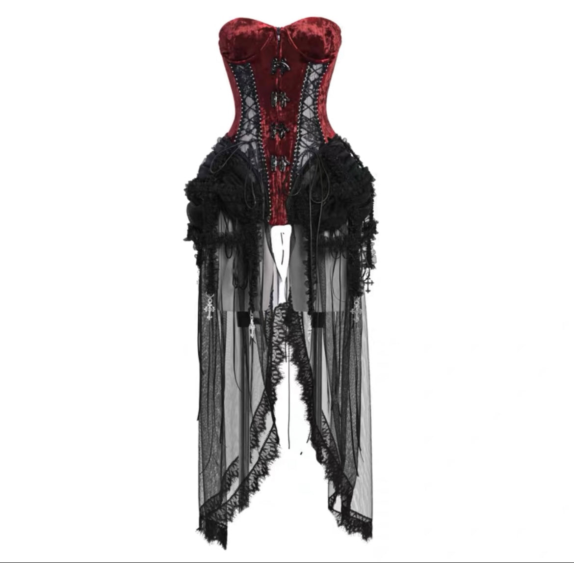 Get trendy with [Blood Supply]Halloween Alice Dark Gothic Corset and Lace-up Set (Red) - Clothing available at Peiliee Shop. Grab yours for $18 today!