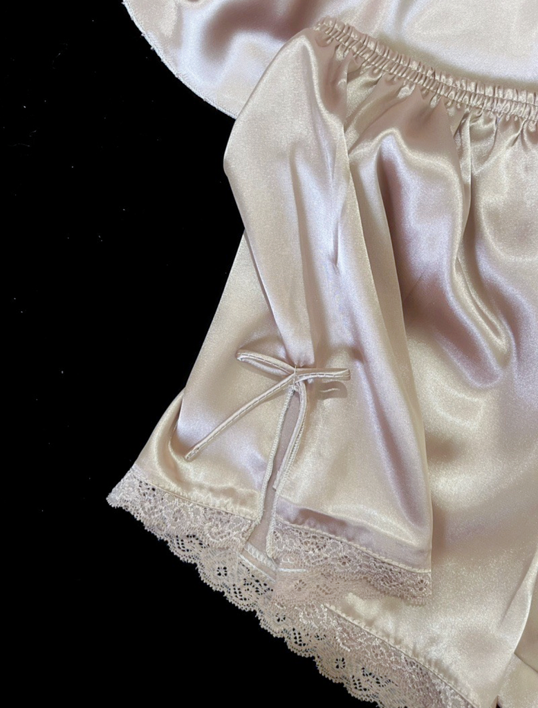 Champagne Rose Satin Sleepwear Set - Premium  from Basic - Just $19.90! Shop now at Peiliee Shop