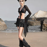 Get trendy with [Blood Supply]Short Millennium Style Mesh Tie Cardigan - Clothing available at Peiliee Shop. Grab yours for $32 today!