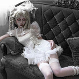 Get trendy with [Blood Supply] Sleepy Alice Doll Core Mini Dress - Clothing available at Peiliee Shop. Grab yours for $52 today!