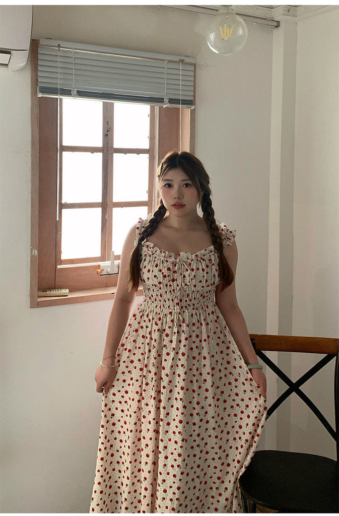 [Curve Beauty] Scent of Rose Serenade Vintage Sleeveless Slimming Dress - Premium Dresses from DAJUN - Just $35.00! Shop now at Peiliee Shop
