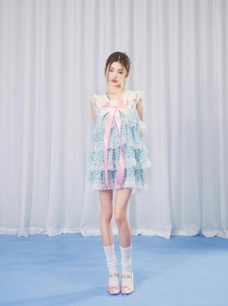 [KV72]Floral Haze Sweetheart Lace Cake Hem Dress - Premium  from KV72 - Just $59.00! Shop now at Peiliee Shop