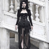 Get trendy with [Blood Supply]Alice Dark Gothic Corset and Lace-up Set (Black) - Clothing available at Peiliee Shop. Grab yours for $18 today!