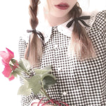 Get trendy with [Anniversary SALE Peiliee Studio] Gingham Babydoll Shirt -  available at Peiliee Shop. Grab yours for $12.50 today!