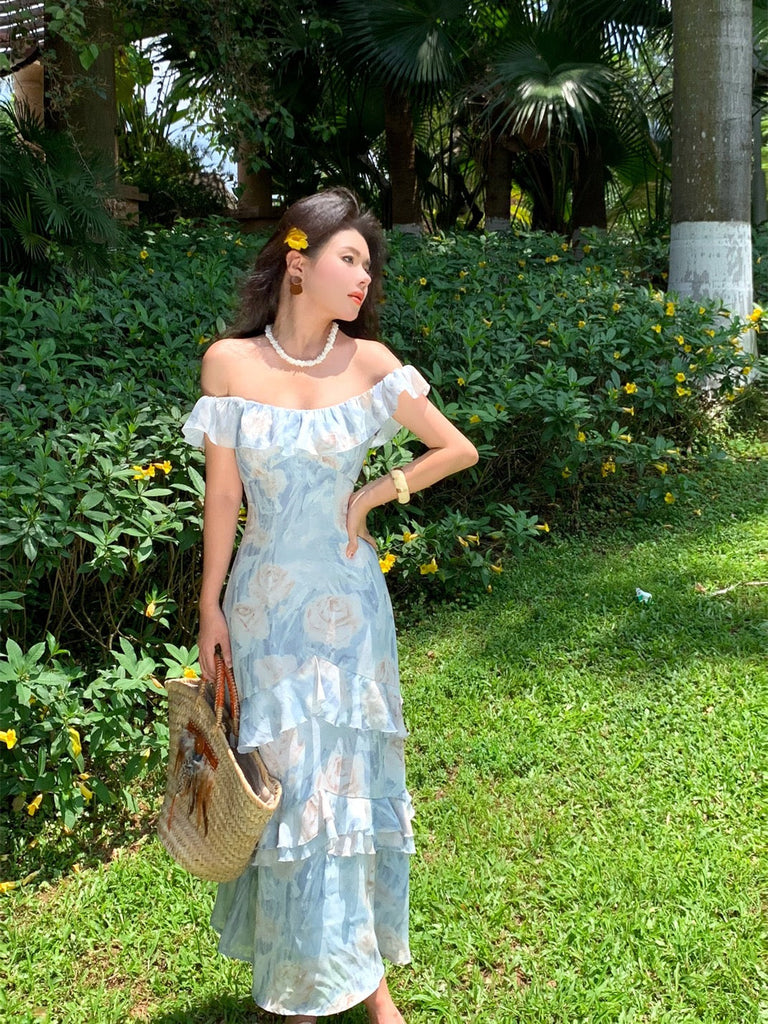 [Vintage Inspired]French Romanticism of Azure Coast Long Dress - Premium Dress from Boss JIA - Just $45.00! Shop now at Peiliee Shop