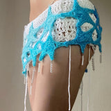 Get trendy with [Customized Handmade] You are the night, you are the light. Handmade knitted crop top skirt set -  available at Peiliee Shop. Grab yours for $39.90 today!