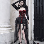 Get trendy with [Blood Supply]Halloween Alice Dark Gothic Corset and Lace-up Set (Red) - Clothing available at Peiliee Shop. Grab yours for $18 today!