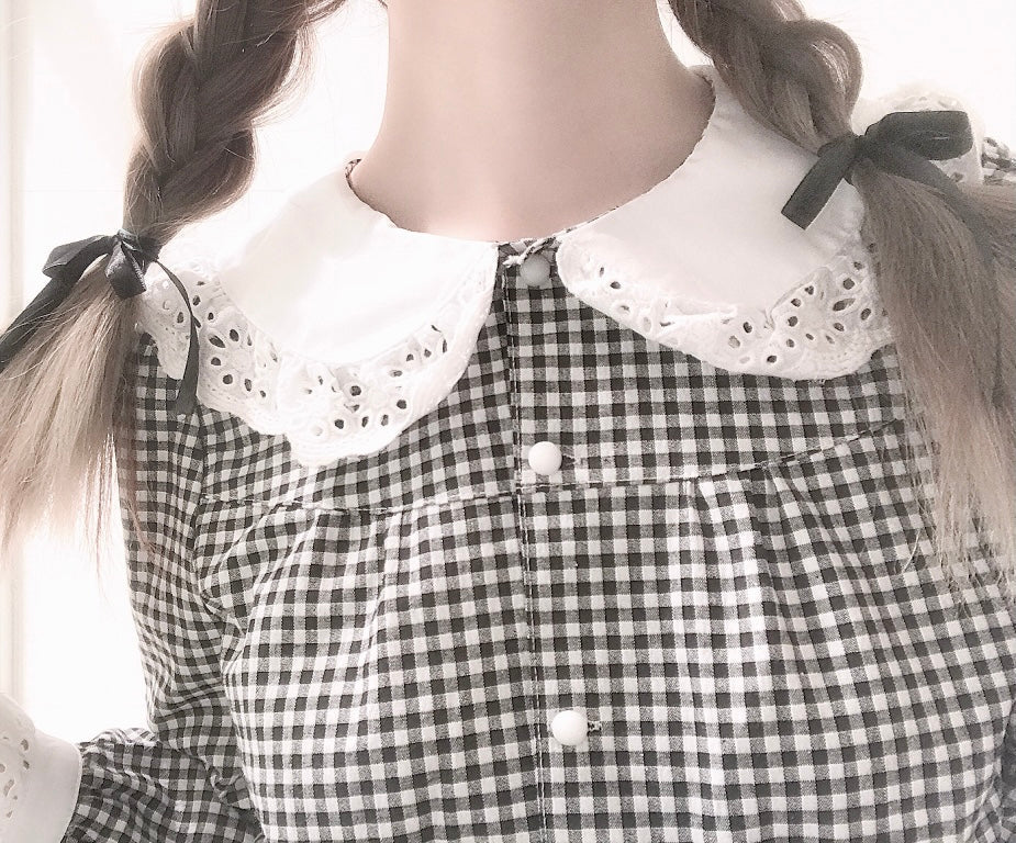 Get trendy with [Anniversary SALE Peiliee Studio] Gingham Babydoll Shirt -  available at Peiliee Shop. Grab yours for $12.50 today!