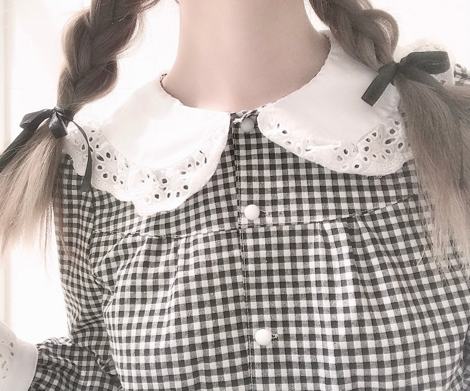 [Anniversary SALE Peiliee Studio] Gingham Babydoll Shirt - Premium  from Peiliee Studio - Just $12.50! Shop now at Peiliee Shop